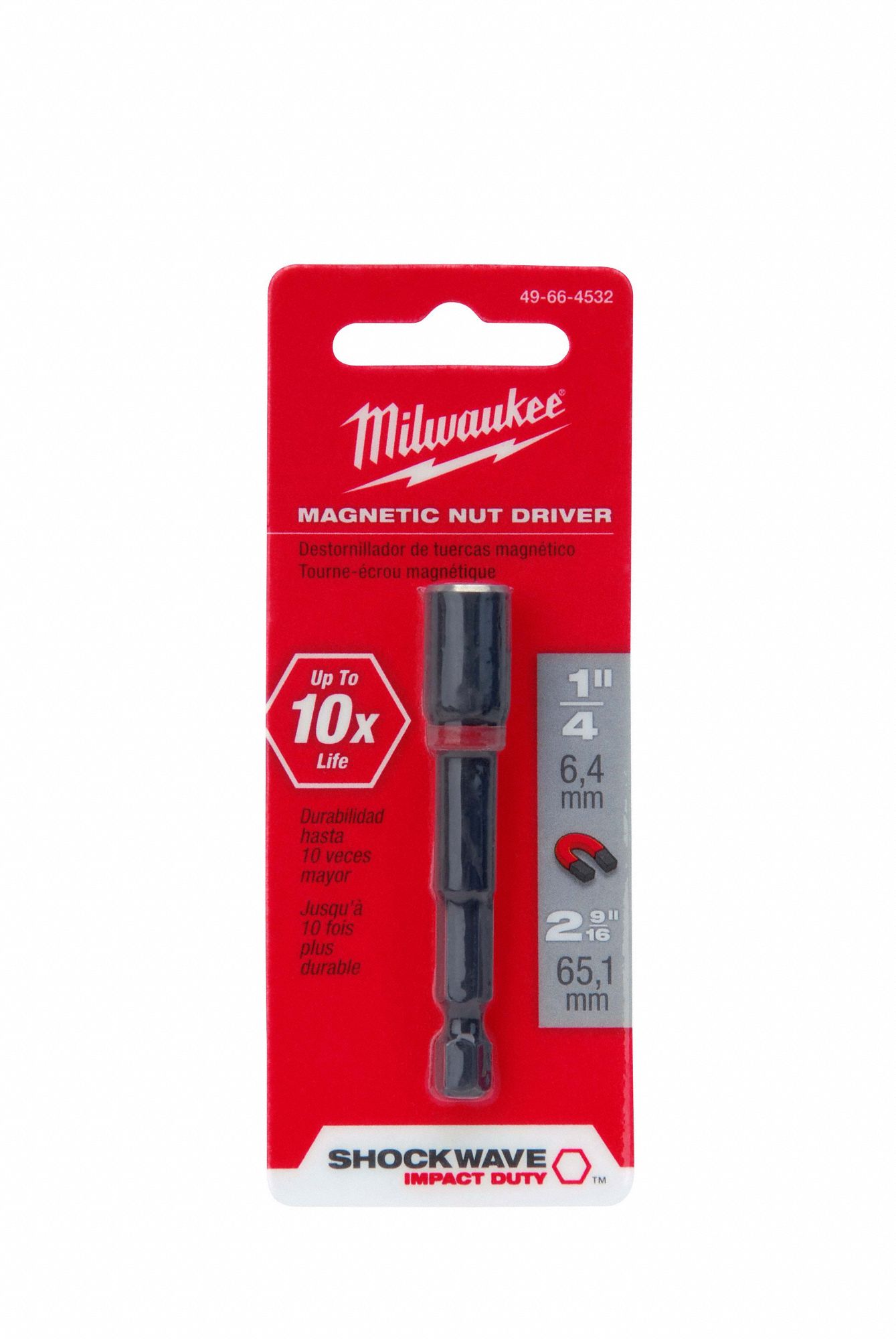 MILWAUKEE 1/4 in Hex, Nutsetter, 2 9/16 in Overall Length 5ECD04966