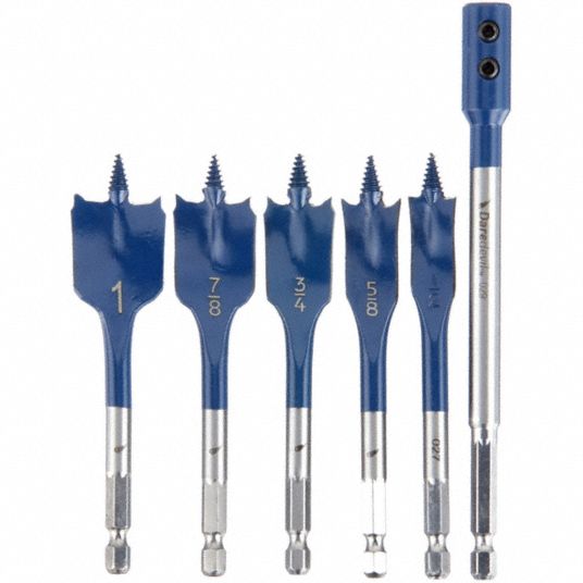 BOSCH, 6 in Overall Lg, Bright (Uncoated), Spade Drill Bit Set - 5EEU3 ...