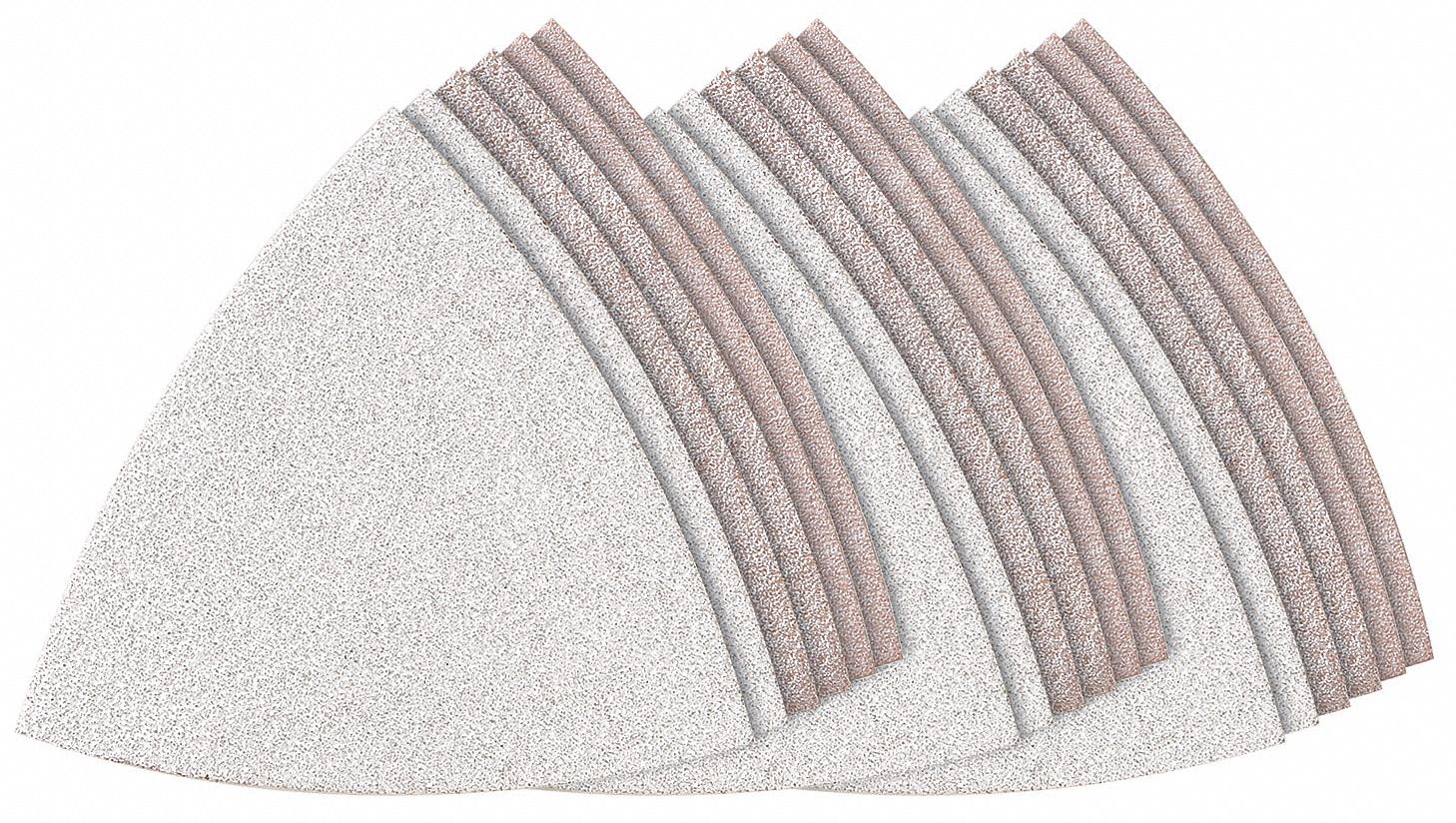 Sanding Sheet Set: 3 3/16 in Wd, 80_120_240 Grit, 18 Sheets, Sanding Sheet Set