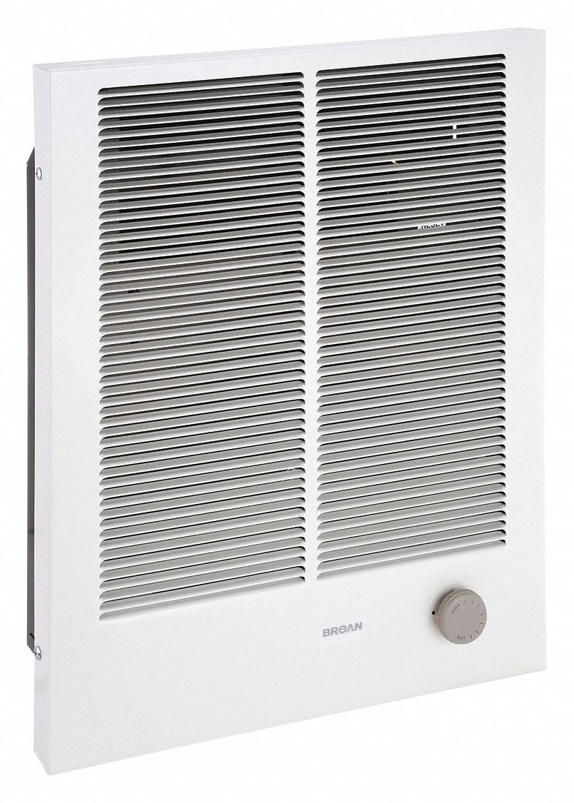 Recessed Electric Wall-Mount Heater: 1000 W/2000 W/750 W/1500 W, 208/240V AC, 1 Phase, White