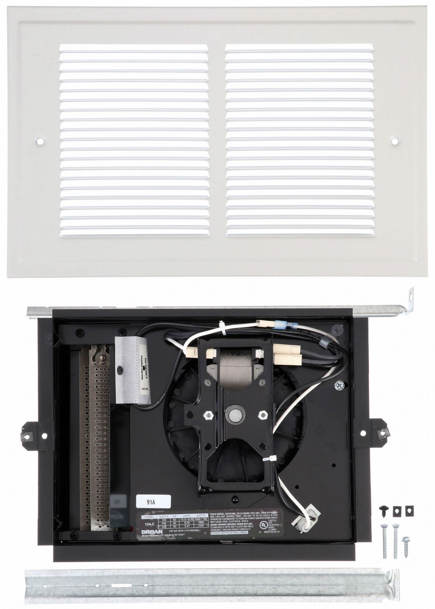 BROAN Recessed Electric WallMount Heater 1,125 W/1,500 W/1500 W/750 W