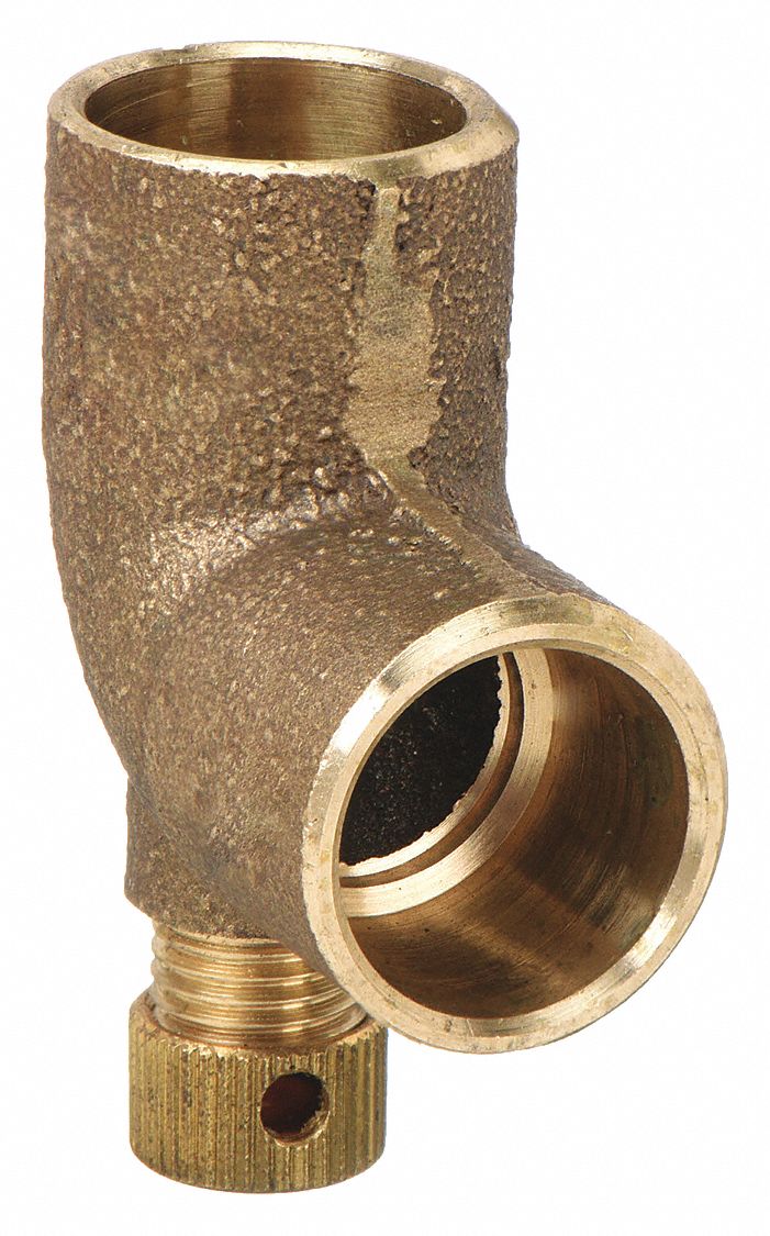 Sweat Fitting Elbow: 1/2 in CTS x 1/2 in CTS, Cup x FTG, Vent, Bronze