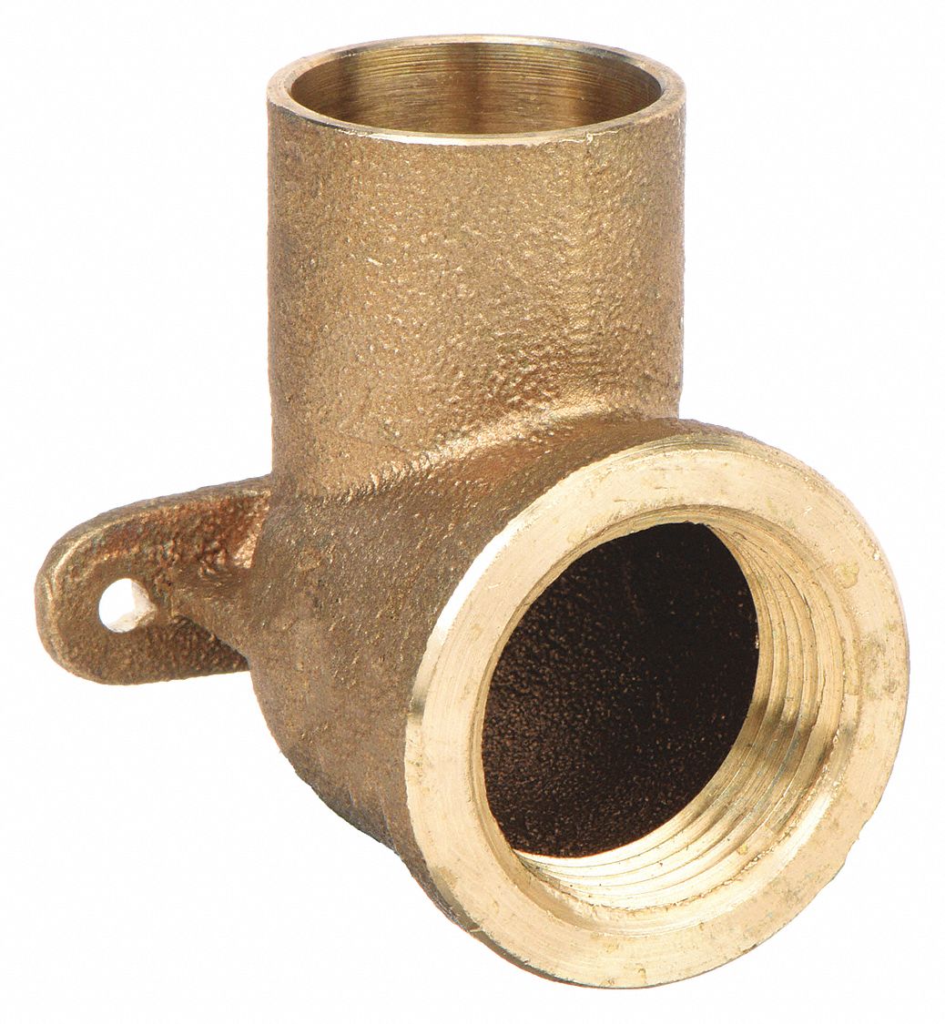 Sweat Fitting Elbow: 1 in CTS x 1 in Pipe, Cup x FNPT, Drop Ear, Cast Copper