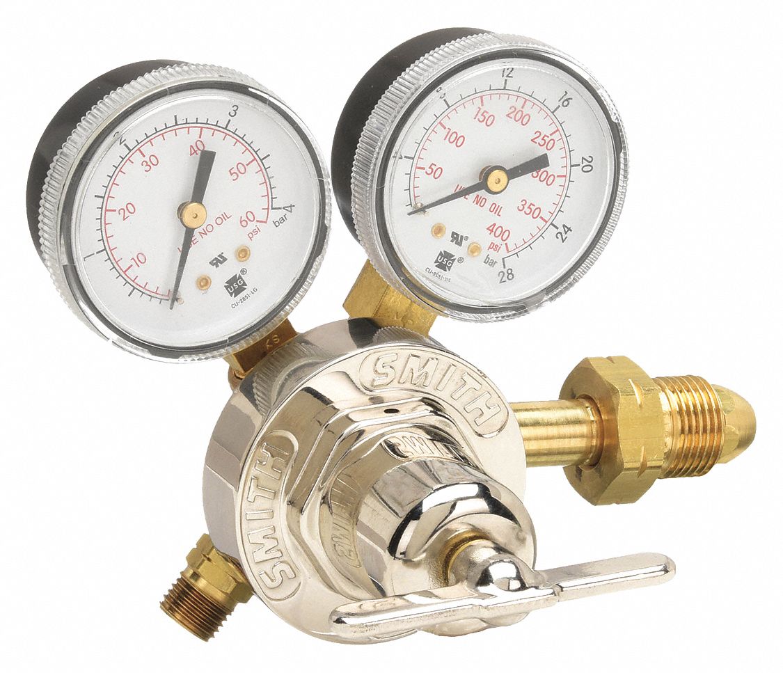 Gas Regulator: Single Stage, CGA 510 Inlet, 9/16"-18 M LH Outlet, 50 psig