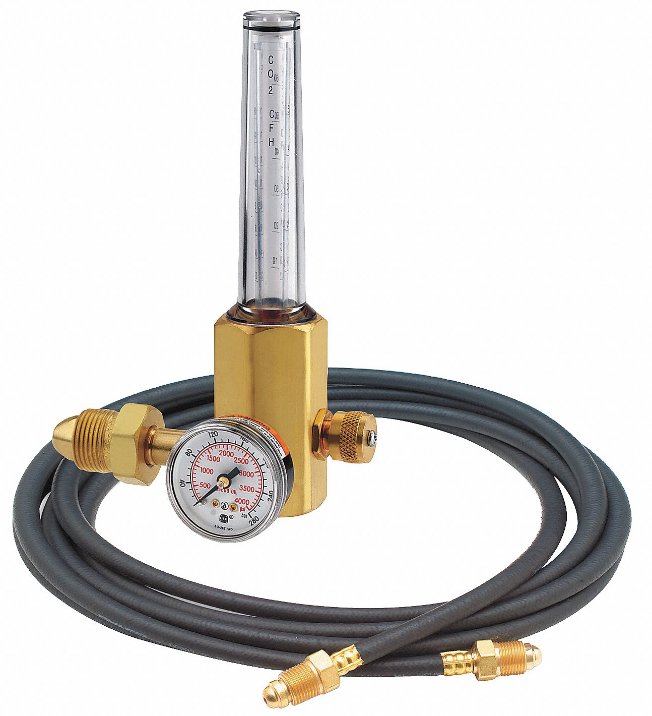 Argon, Carbon Dioxide, Helium,  Flowmeter Regulator,  CGA-580,  Single Stage,  Brass,  50 psi