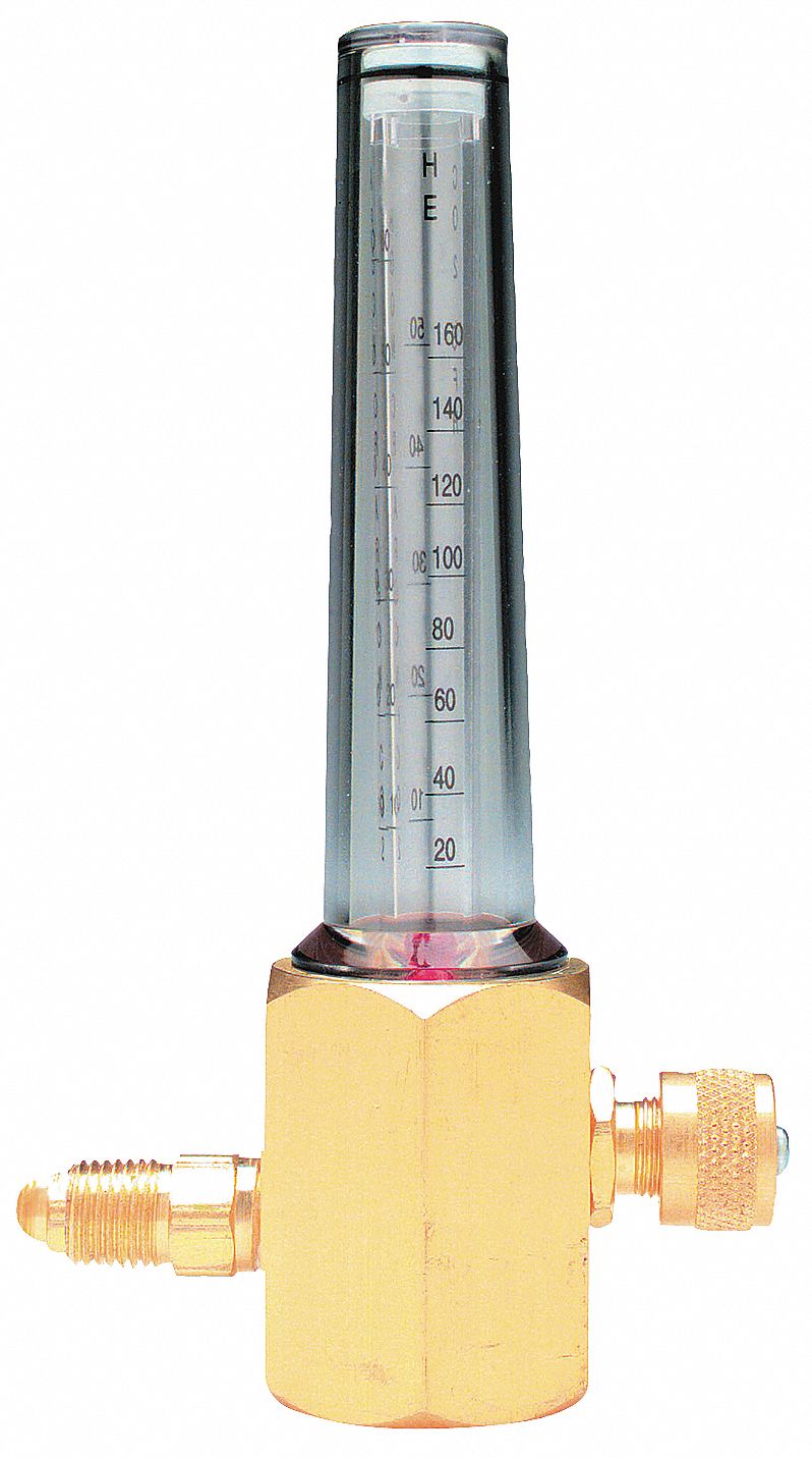Argon, Carbon Dioxide, Helium,  Flowmeter,  5/8"-18 RH External,  Single Stage,  Brass,  50 psi
