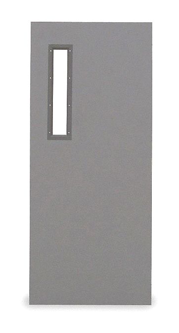 Narrow Light Steel Door with Glass: Rectangle Window, 90 min Fire Rating, 84 in Door Opening Ht