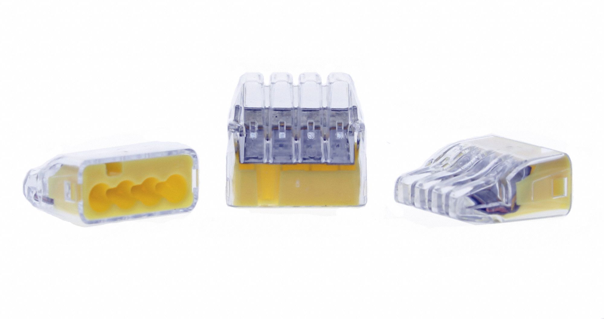 IDEAL PushIn Connector, 4 Port, Yellow, 18 to 12 AWG Stranded, 20 to