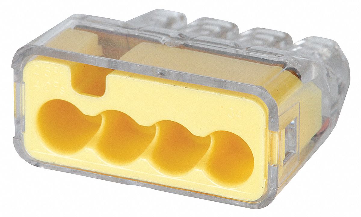 5EKL4 - Push In Connector 4 Port Yellow PK100