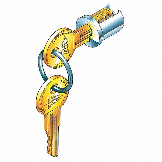 Cabinet and Drawer Lock Cylinder: 101T Key, Timberline Cylinder Bodies, 1/2 in Cylinder Dia, Nickel