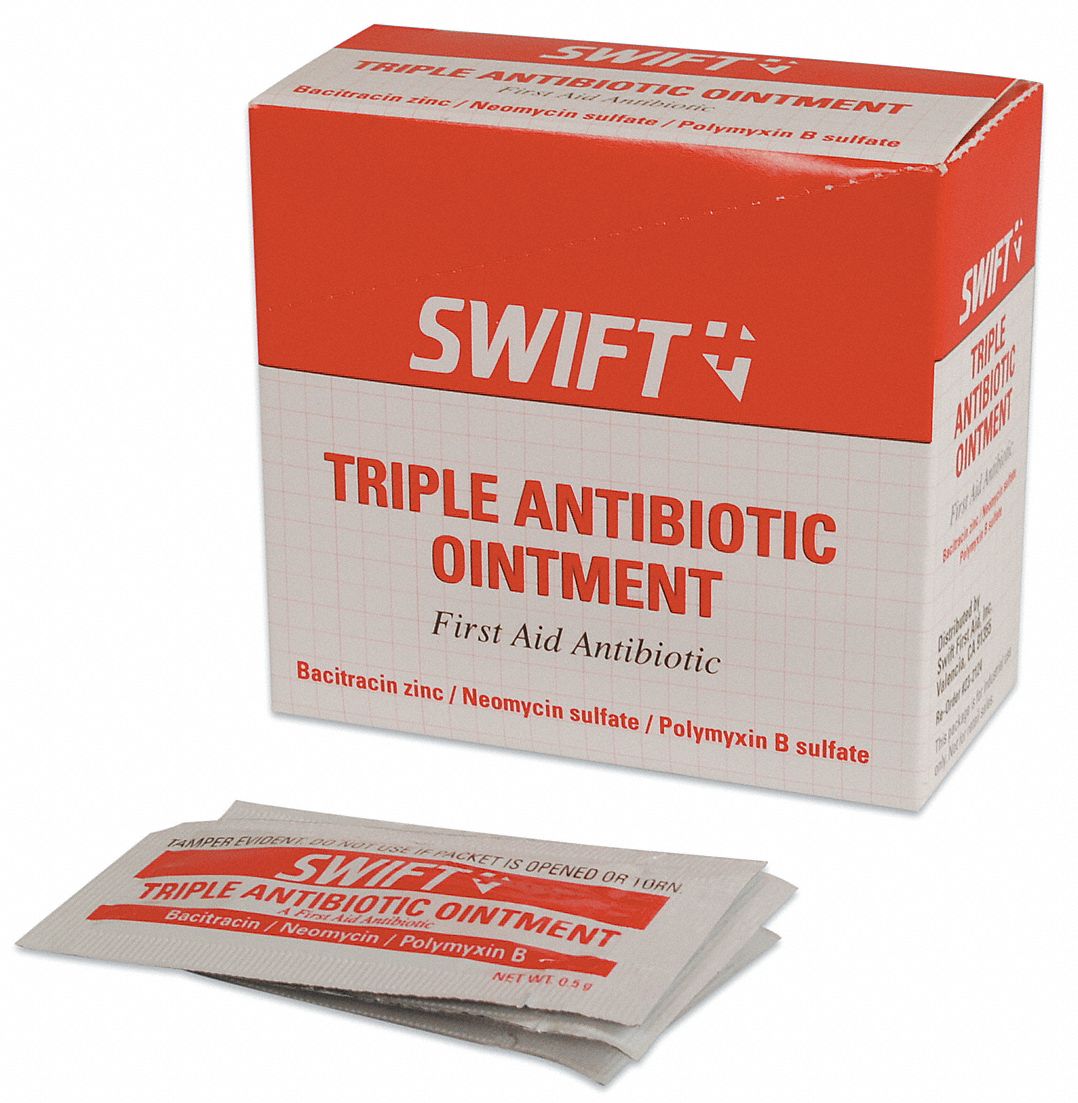 Antibiotics, Ointment, Box, Wrapped Packets, 0.020 oz, 0.5g, PK 20