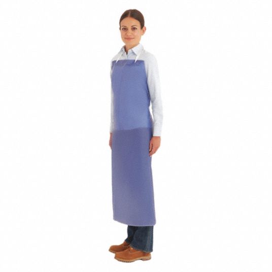 ANSELL Chemical Resistant Bib Apron, Universal, Blue, Vinyl 5EMC556