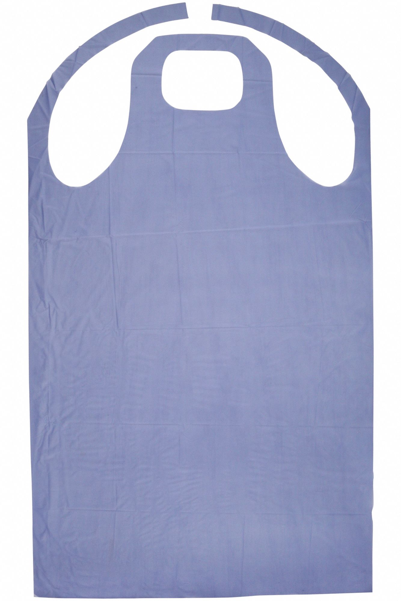 Bib Apron: Vinyl, 6 mil Thick, Shin, Tie, Tie, Blue, Universal