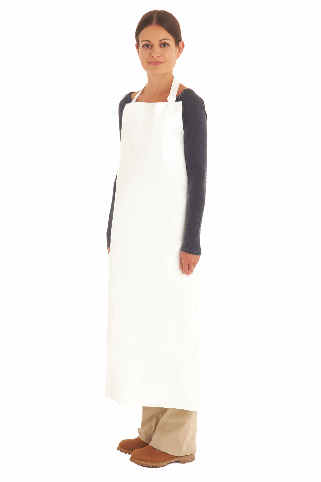 CHEMICAL RESISTANT APRON,WHITE,50 IN L