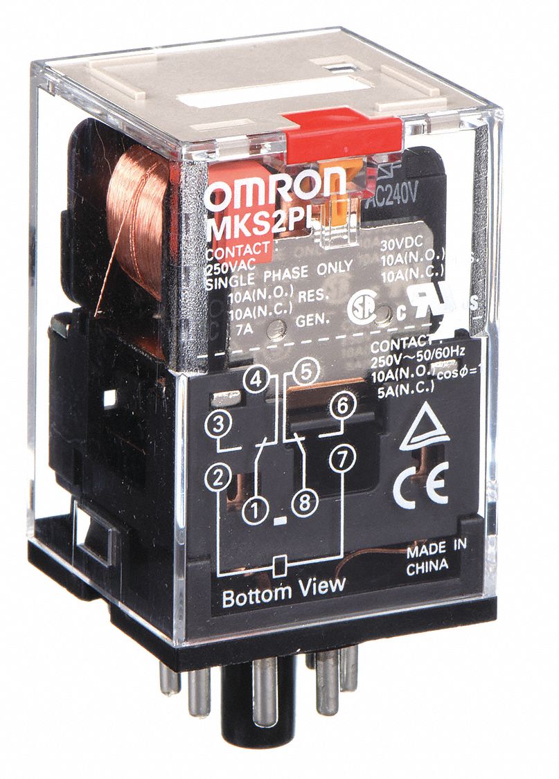 General Purpose Relay: Socket Mounted, 10 A Current Rating, 240V AC, 8 Pins/Terminals, DPDT