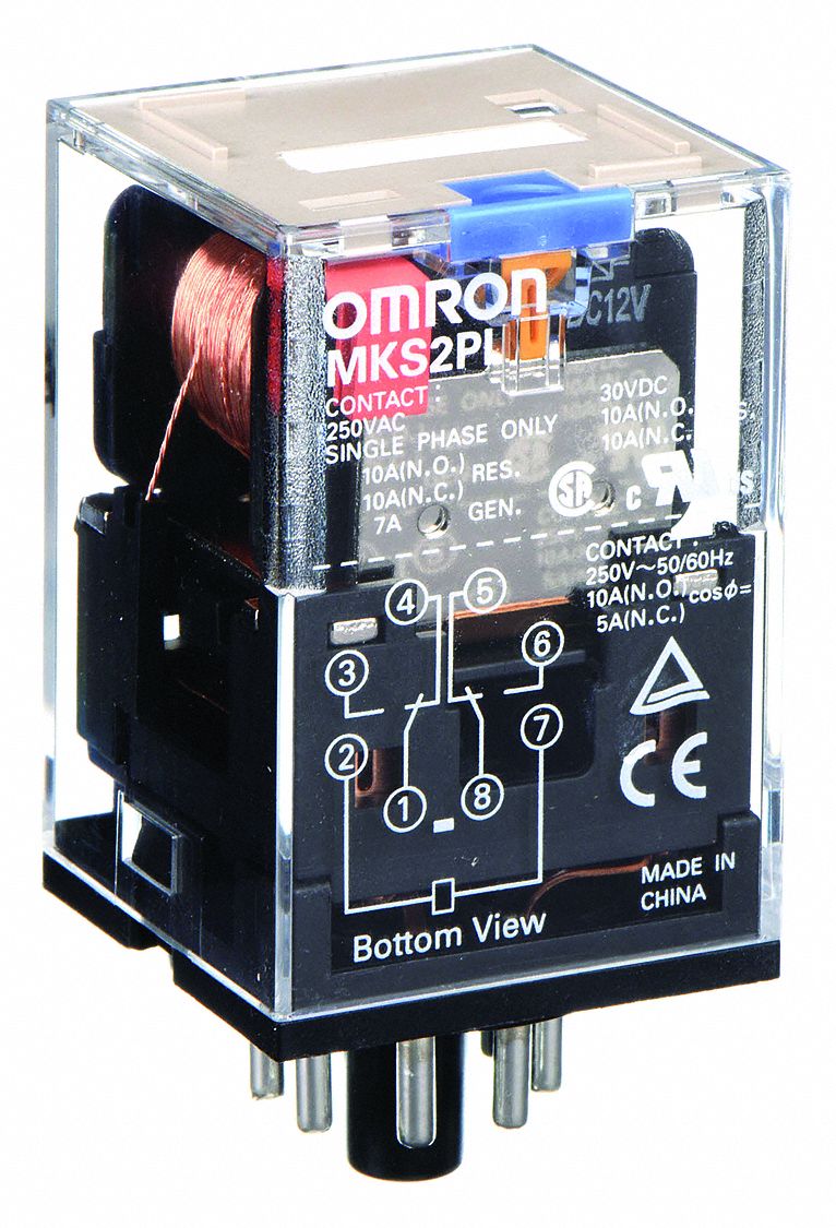 General Purpose Relay: Socket Mounted, 10 A Current Rating, 12V DC, 8 Pins/Terminals, DPDT