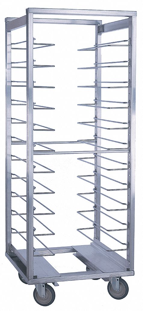 Rack: 12 Slots, 4 1/2 in Betw Shelves, 250 lb Capac, 26 3/8 in Wd, 64 1/2 in Ht, Aluminum