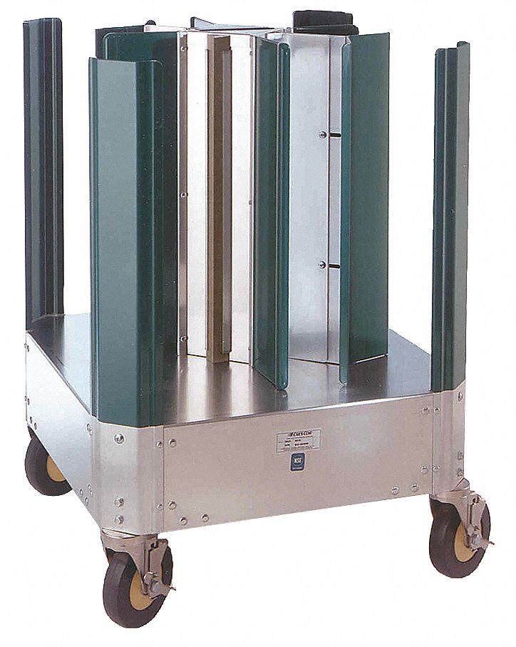 Dish Dolly: 10 3/4 in Compatible Plate Dia, 4 Compartments, 250 lb Max Load Capacity