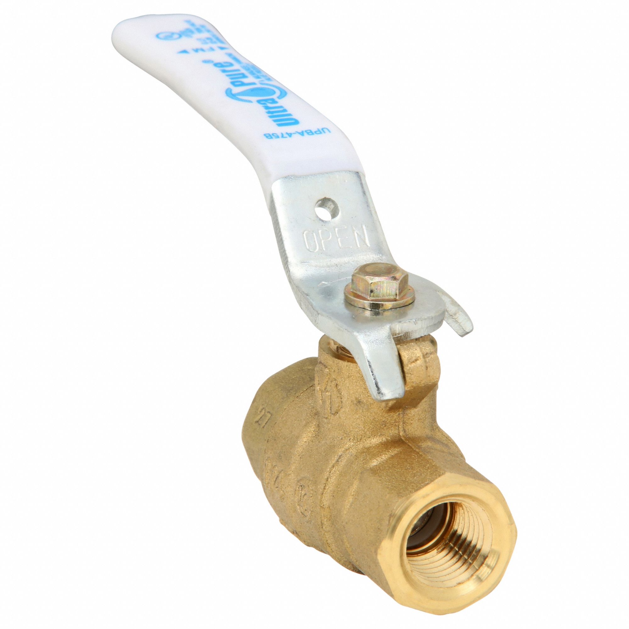 Manual Two-Way Ball Valve: 1/4 in, Brass, Straight, FNPT x FNPT, Full Port Ball Port