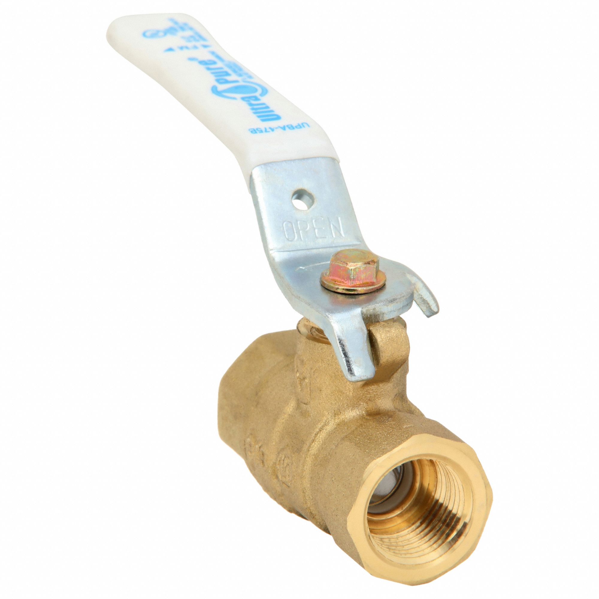 Manual Two-Way Ball Valve: 3/8 in, Brass, Straight, FNPT x FNPT, Full Port Ball Port