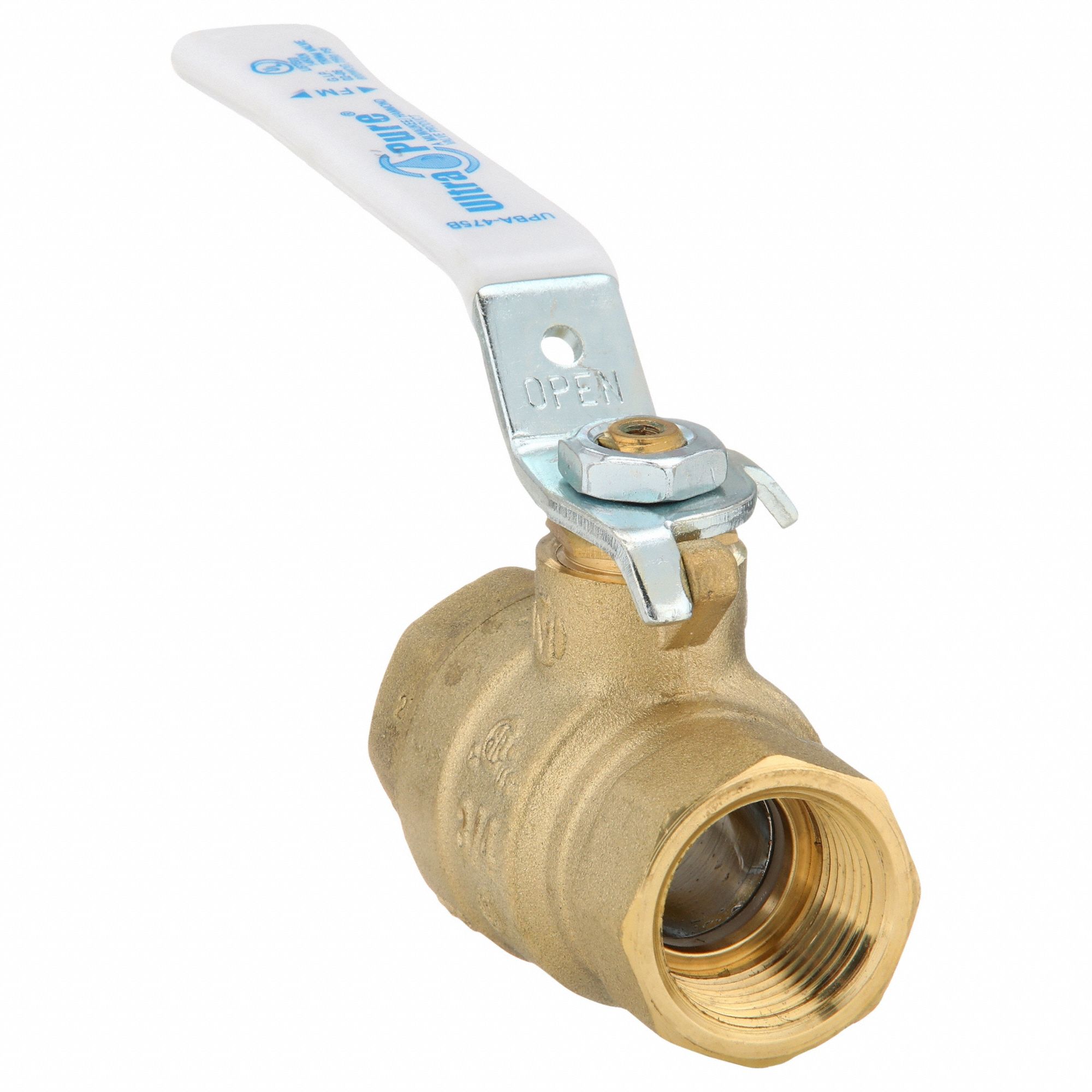 Manual Two-Way Ball Valve: 3/4 in, Brass, Straight, FNPT x FNPT, Full Port Ball Port