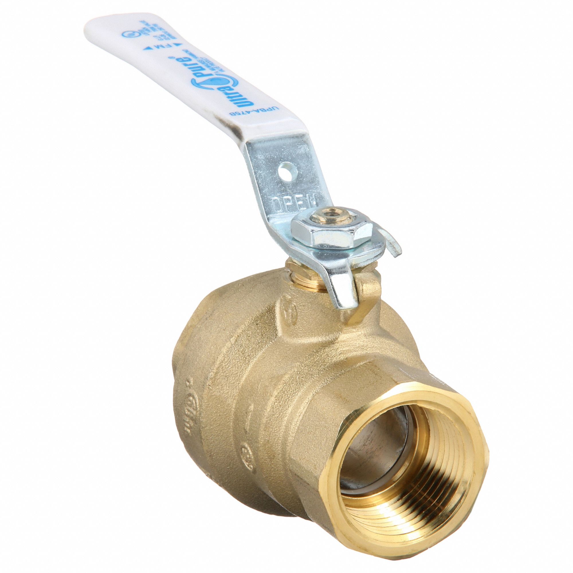 Manual Two-Way Ball Valve: 1 in, Brass, Straight, FNPT x FNPT, Full Port Ball Port