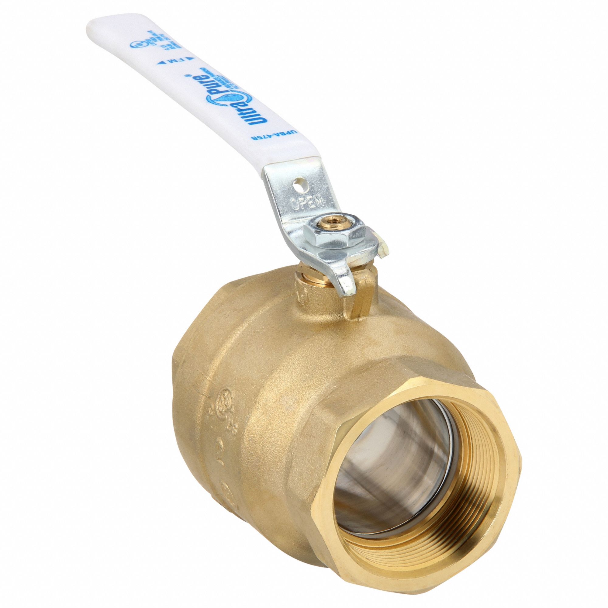 Manual Two-Way Ball Valve: 2 in, Brass, Straight, FNPT x FNPT, Full Port Ball Port