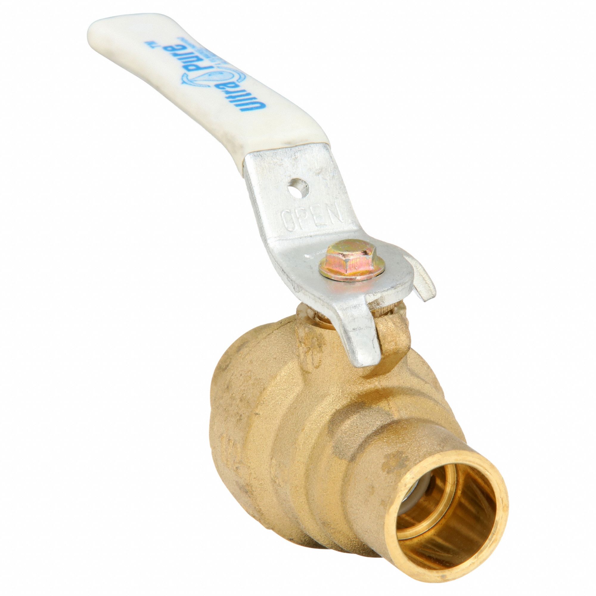 Manual Two-Way Ball Valve: 1/2 in, Brass, Straight, Sweat x Sweat, Two-Piece