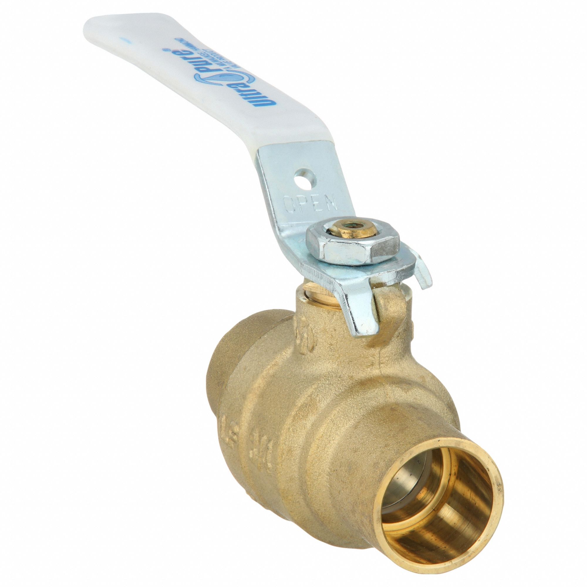 Manual Two-Way Ball Valve: 3/4 in, Brass, Straight, Sweat x Sweat, Two-Piece
