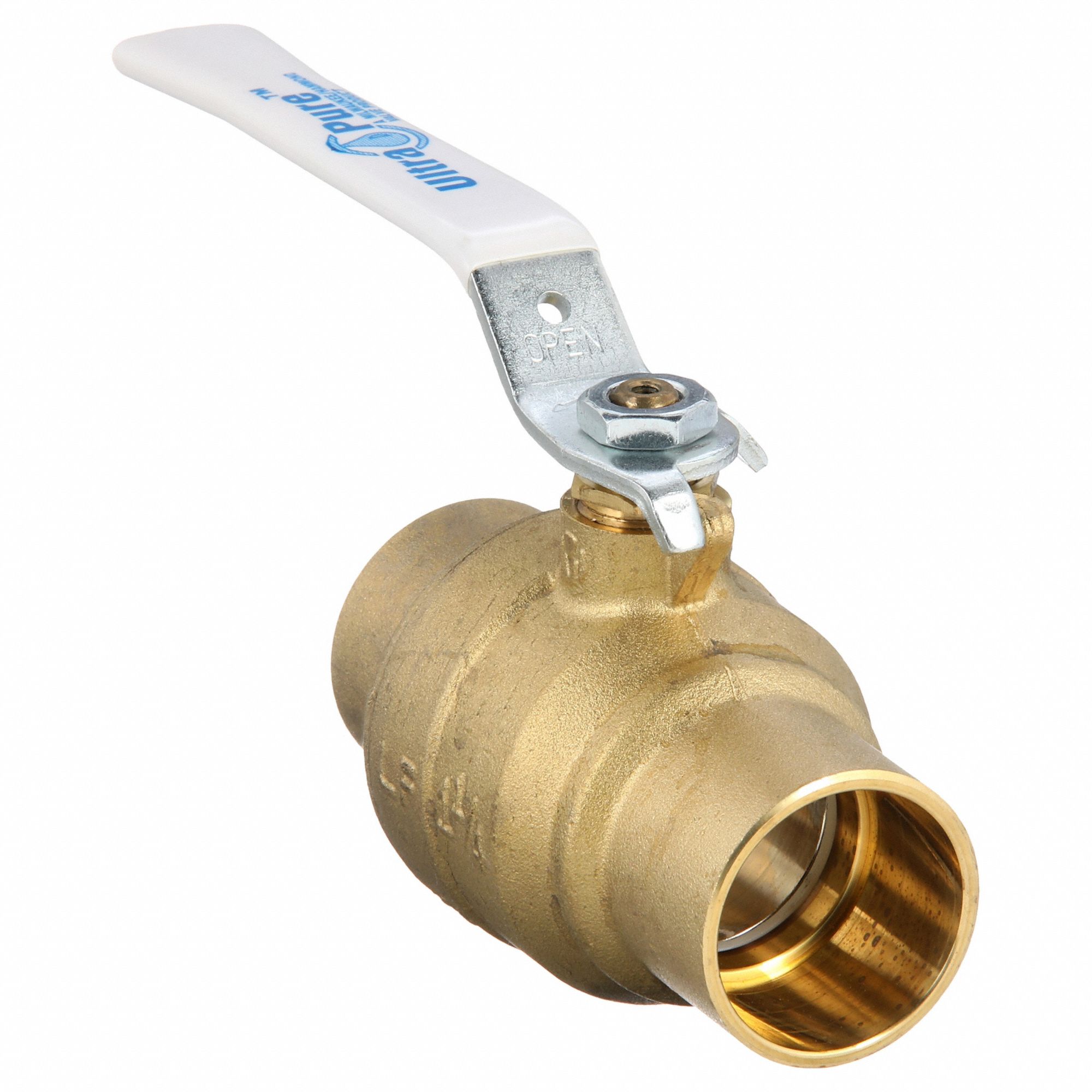 Manual Two-Way Ball Valve: 1 1/4 in, Brass, Straight, Sweat x Sweat, Two-Piece