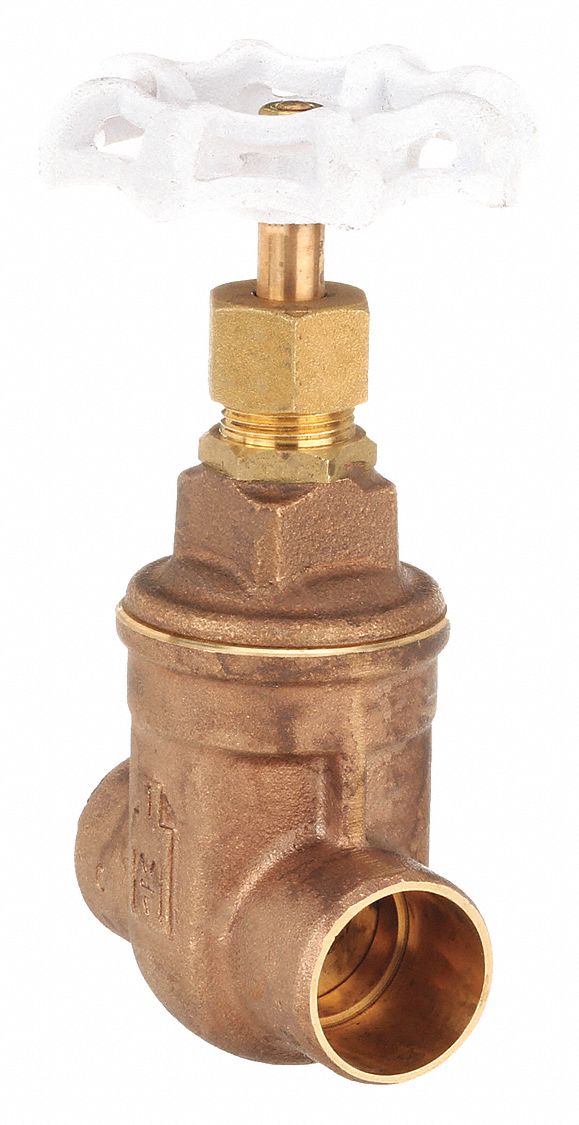 Gate Valve: 1 in, Bronze, Non-Rising, Sweat x Sweat, 300 psi CWP, Wheel, Solid Wedge