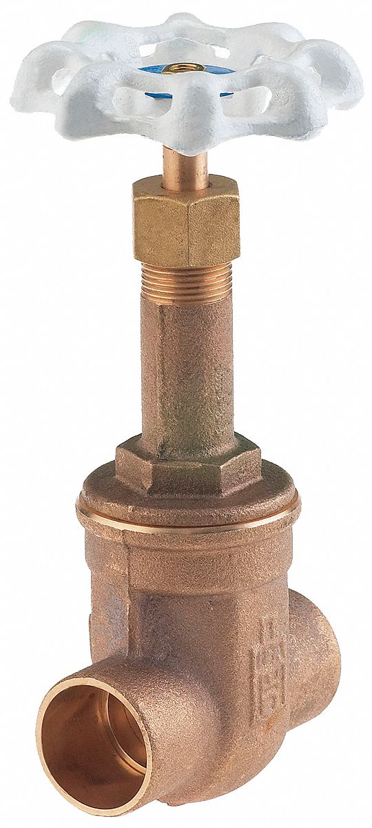 Gate Valve: 1 1/2 in, Bronze, Rising, Sweat x Sweat, 300 psi CWP, Wheel, Solid Wedge