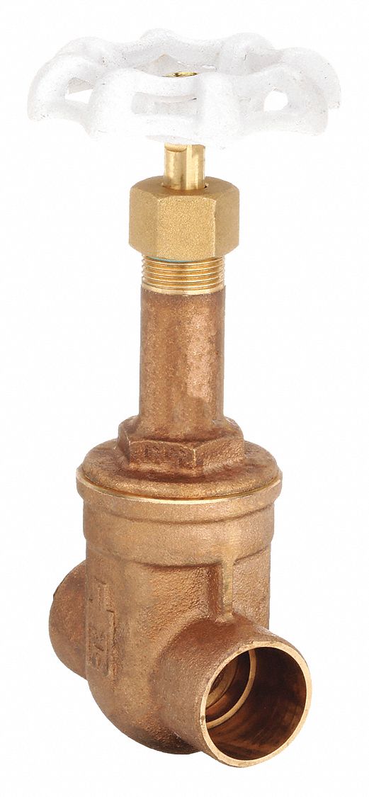 Gate Valve: 1/2 in, Bronze, Rising, Sweat x Sweat, 300 psi CWP, Wheel, Solid Wedge