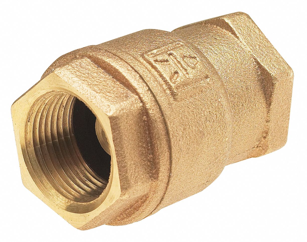LOW LEAD SPRING CHECK VALVE, SWING, INLINE VALVE BODY, ⅜ IN PIPE, FNPT X FNPT
