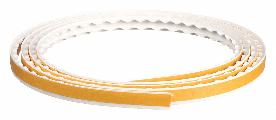 Stile Seal: Double Fin, Self-Adhesive Mounting, Std, Silicone, 7 ft Overall Lg, White