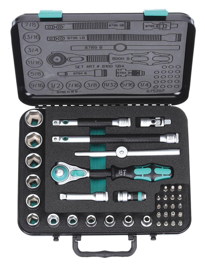 WERA, 3/8 in Drive Size, 38 Pieces, Socket Wrench Set - 5EPN6