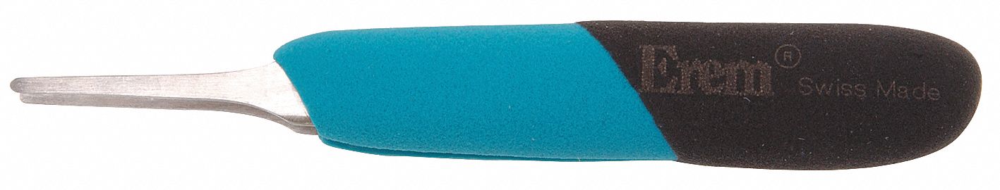 ERGONOMIC PRECISION TWEEZERS, STAINLESS STEEL, ROUND, STRAIGHT TIP, 0.38 MM TIP THICK