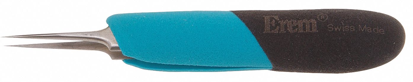 ERGONOMIC PRECISION TWEEZERS, STAINLESS STEEL, POINT, STRAIGHT TIP, 0.28 MM TIP THICK