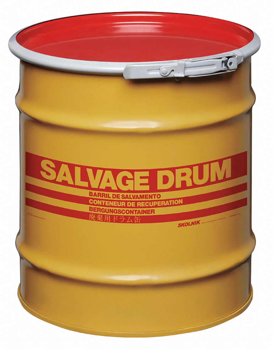 GRAINGER APPROVED Salvage Drum,Open Head,10 gal.,Yellow - 4GY33|HM1002Q ...