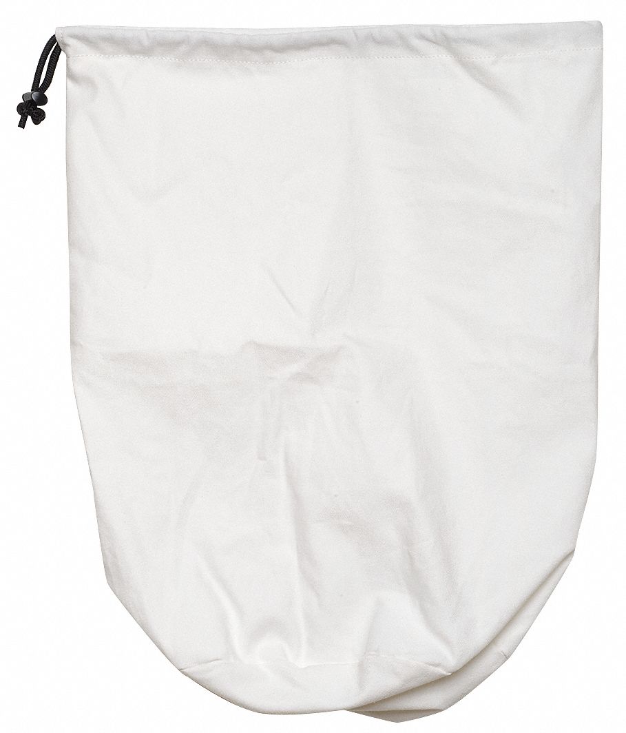 FACESHIELD STORAGE BAG, WHITE, COTTON, 18½ X 16 X 10 IN, DRAWSTRING CLOSURE