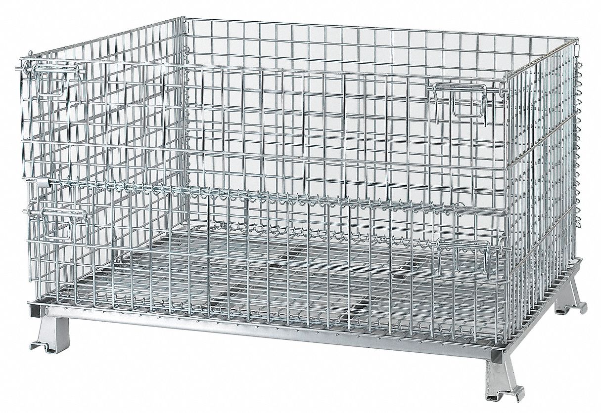 Collapsible Bulk Container: 24.3 cu ft, 48 in x 40 in x 30 in, Lid Not Included