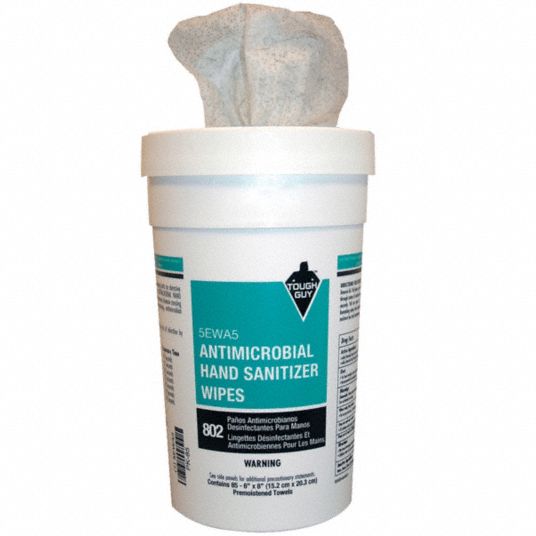 TOUGH GUY, Canister, Wipes, Hand Sanitizer Wipes 5EWA55EWA5 Grainger