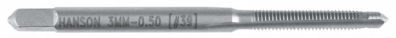 Straight Flute Tap: M3x0.5 Thread Size, 15.00 mm Thread Lg, 49.00 mm Overall Lg, Plug, 2B