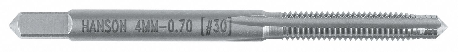 Straight Flute Tap: M4x0.7 Thread Size, 19.05 mm Thread Lg, 53.97 mm Overall Lg, Plug, 2B