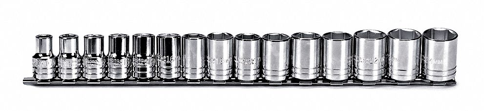 SOCKET SET METRIC 6PT 1/2DR 15PCE