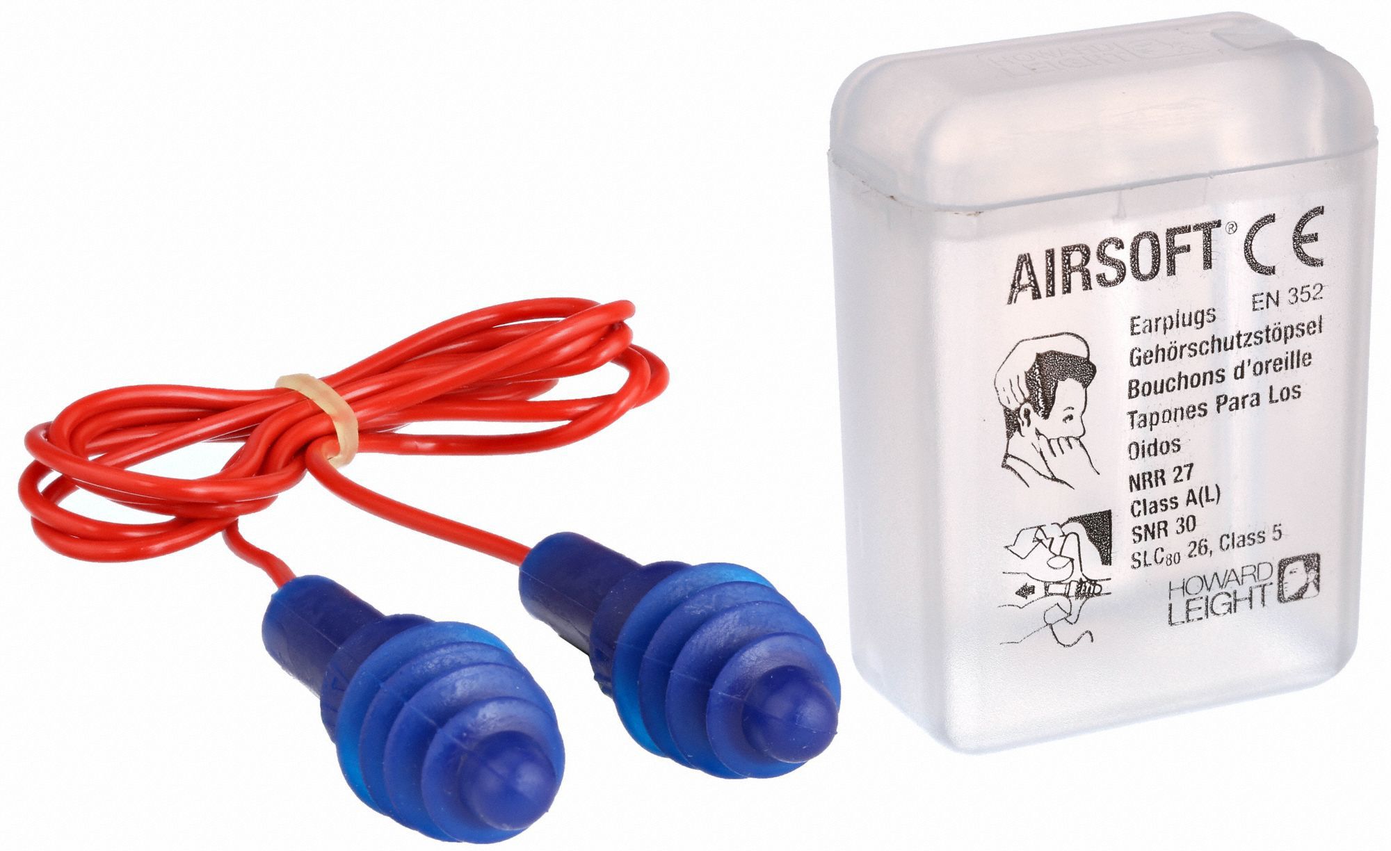 HOWARD LEIGHT EARPLUGS, REUSABLE, BL,RED, TPE/NYLON