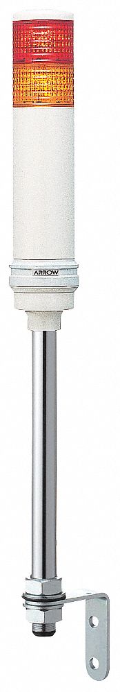 Tower Light Assembly: 2 Tier, Orange/Red, Sounder Tier Included, Flashing/Steady