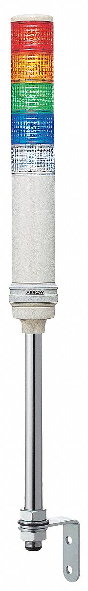 Tower Light Assembly: 5 Tier, Blue/Clear/Green/Orange/Red, Sounder Tier Included