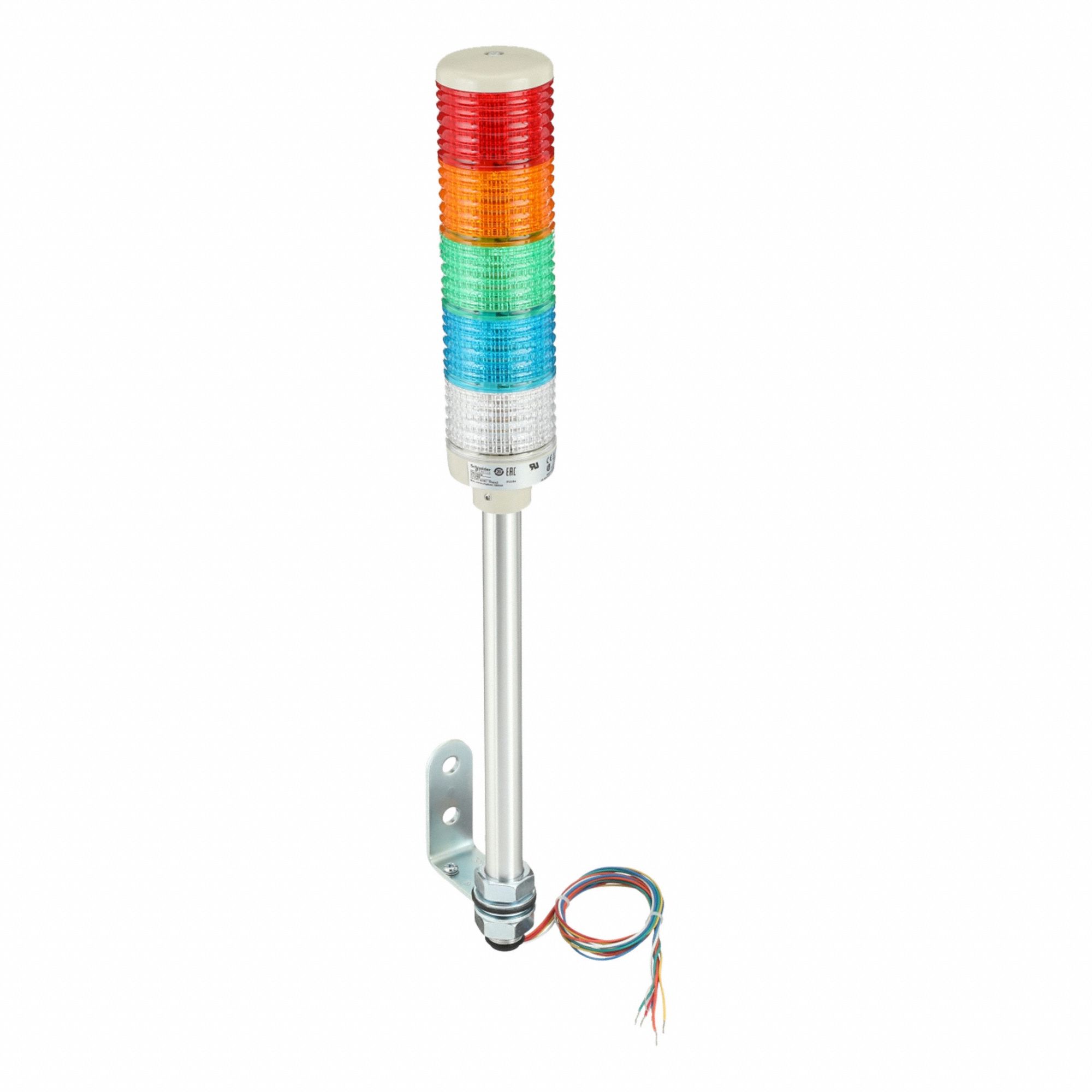 Tower Light Assembly: 5 Tier, Blue/Clear/Green/Orange/Red, No Sounder Tier