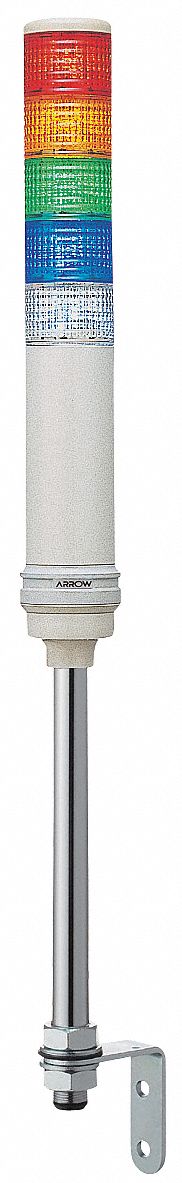 Tower Light Assembly: 5 Tier, Blue/Clear/Green/Orange/Red, Sounder Tier Included